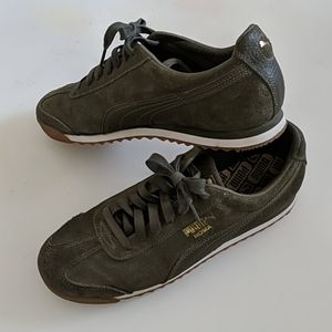 Puma Roma sneakers men's 9.5 leather suede green